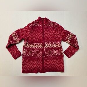 Coldwater Creek Medium Red and White Women’s Stitched Sweater